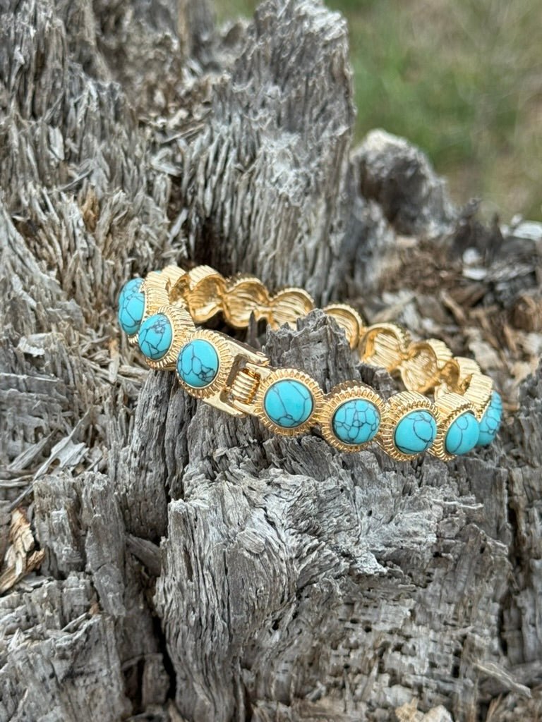 Turquoise Orbit Hinge Bangle