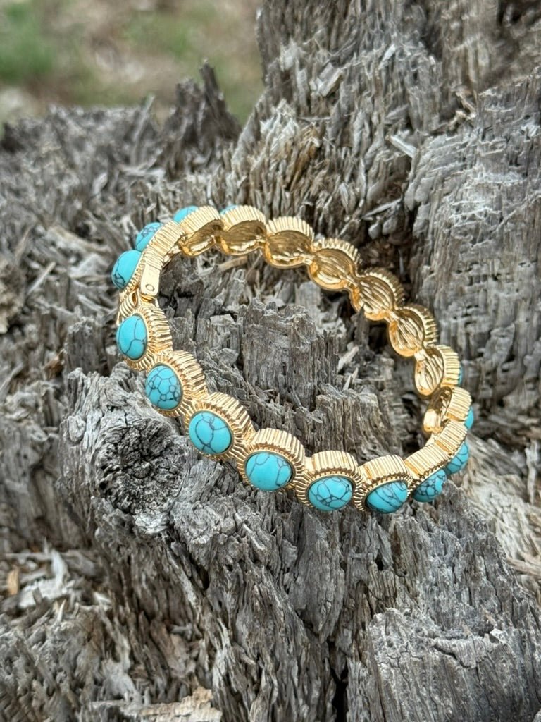 Turquoise Orbit Hinge Bangle