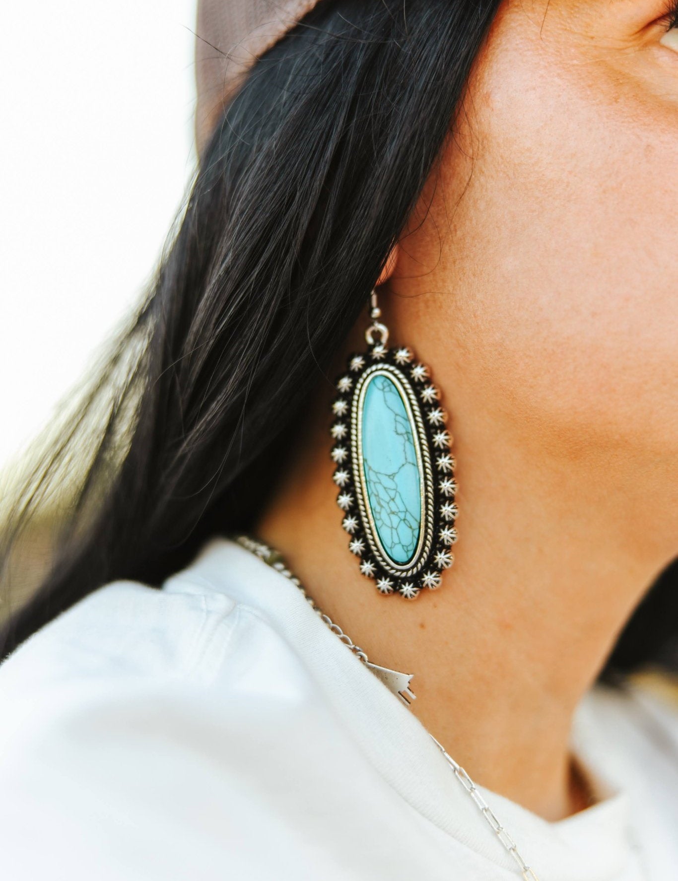 Turquoise Oval Concho Earrings