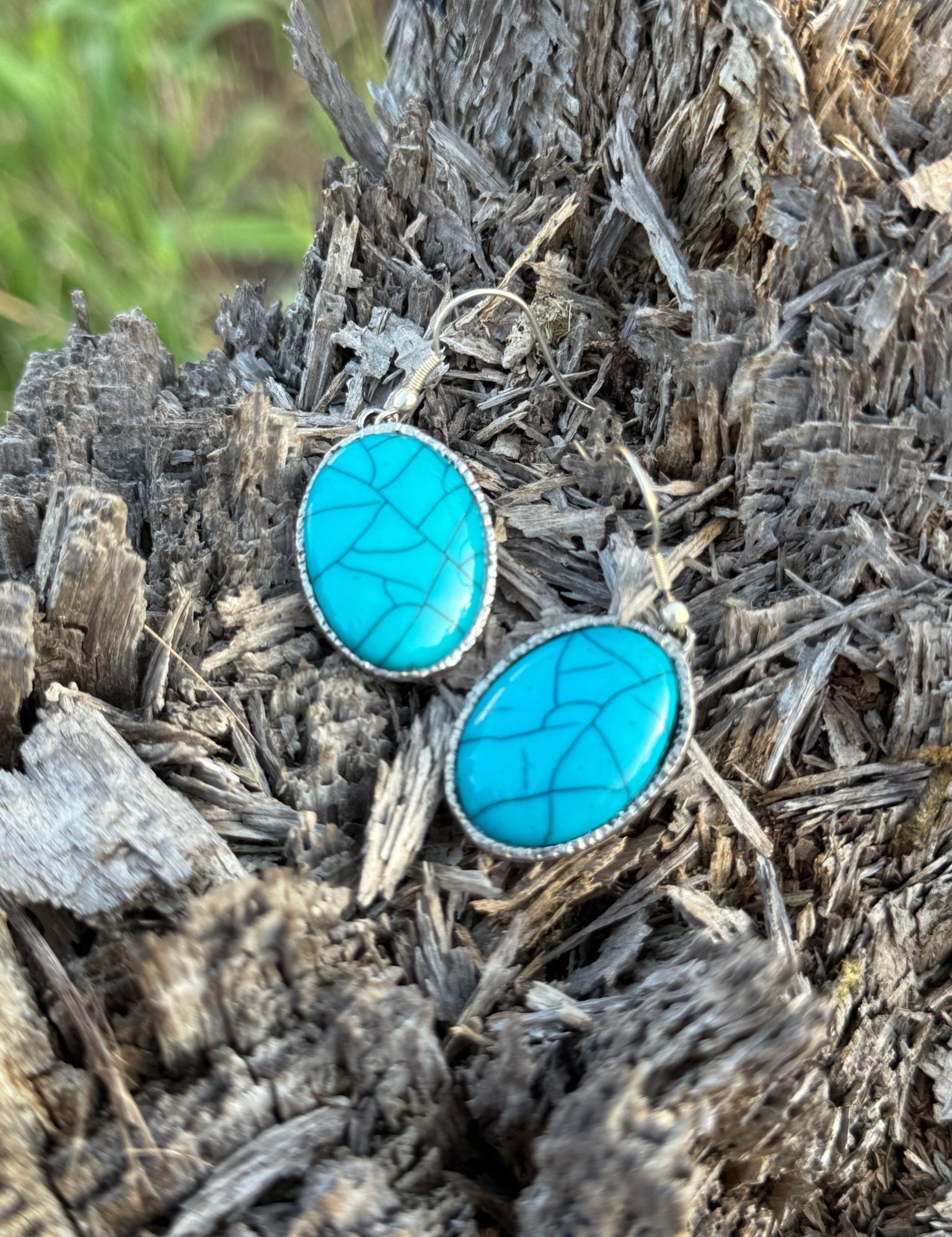 Turquoise Oval Dangle Earrings