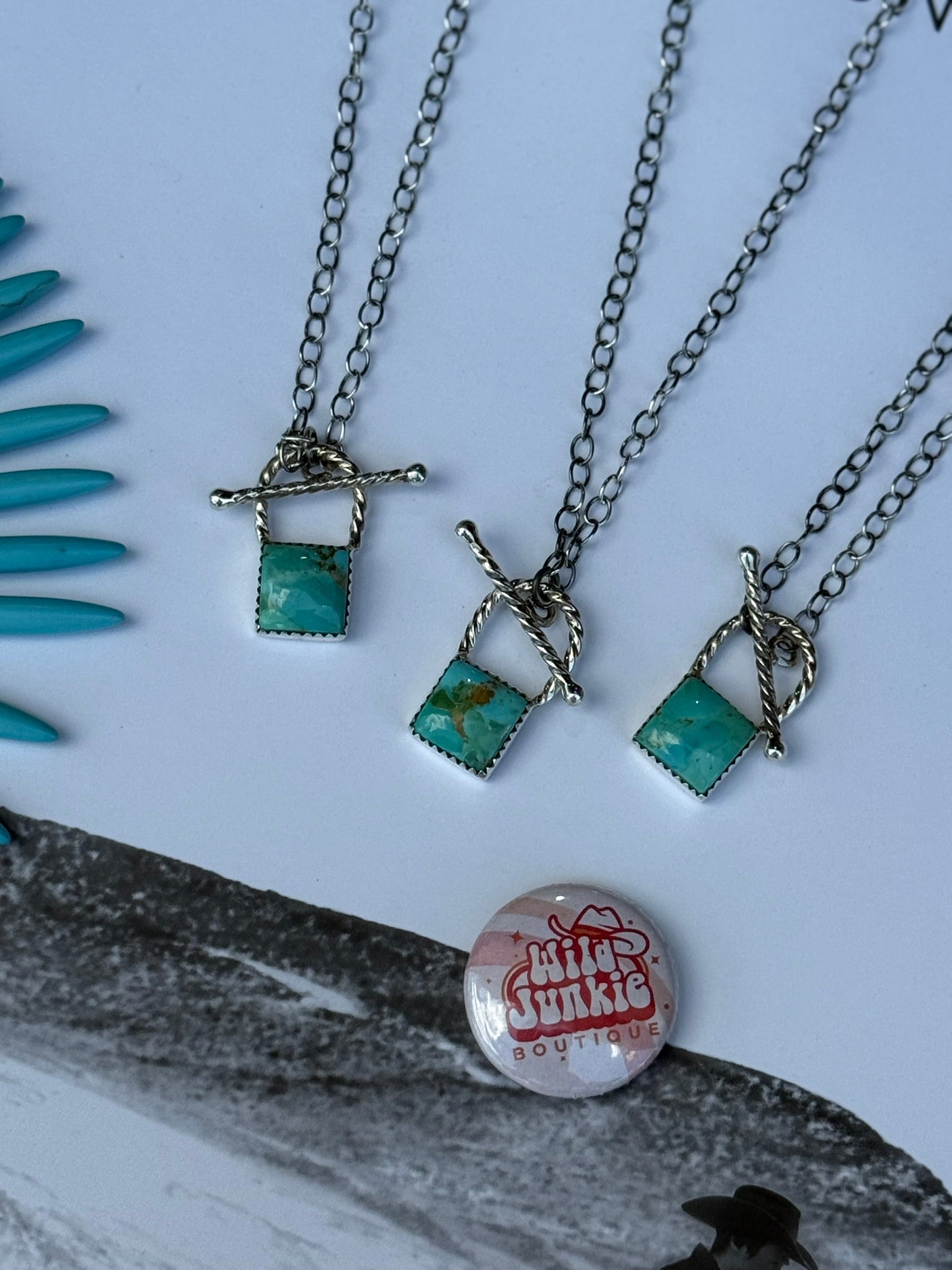 Turquoise Padlock Toggle Chain Necklace