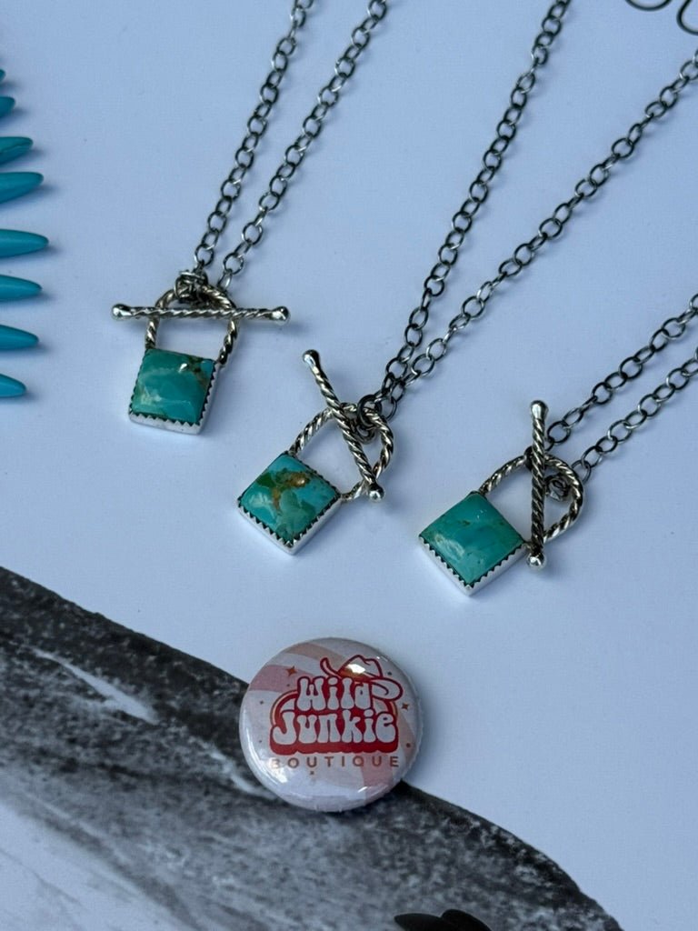Turquoise Padlock Toggle Chain Necklace
