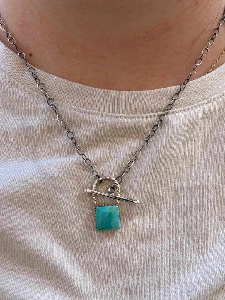 Turquoise Padlock Toggle Chain Necklace