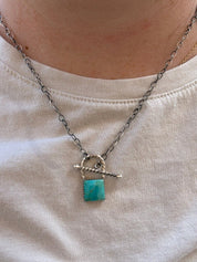 Turquoise Padlock Toggle Chain Necklace