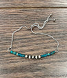 Turquoise Rondelle and Pearl Adjustable Bracelet