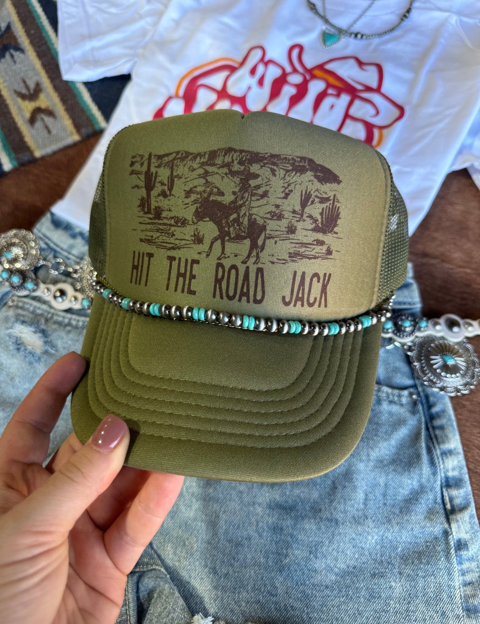 Turquoise Rondelle Hat Chain