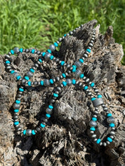 Turquoise Roundel Squash Beaded Necklace