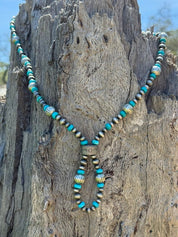 Turquoise Roundel Squash Beaded Necklace