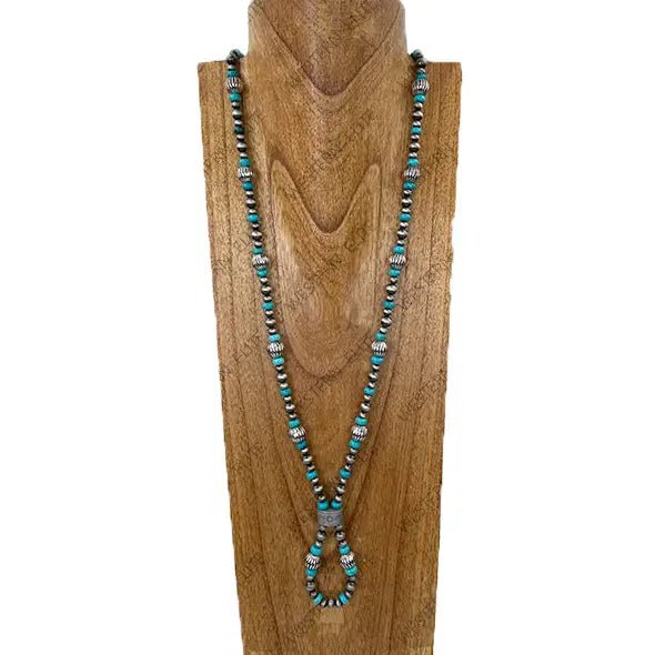 Turquoise Roundel Squash Beaded Necklace
