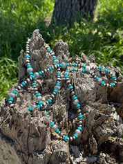 Turquoise Roundel Squash Beaded Necklace