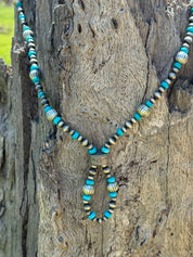 Turquoise Roundel Squash Beaded Necklace