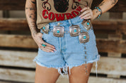 Turquoise Square Concho Chain BeltS/M