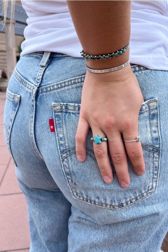 Turquoise Star Beaded Stretch Ring