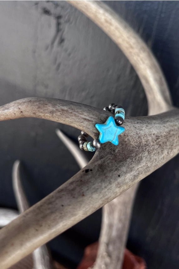 Turquoise Star Beaded Stretch Ring
