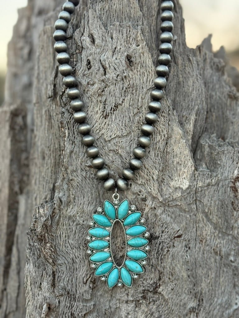 Turquoise Stone Beads Sunburst Necklace