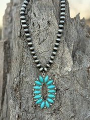 Turquoise Stone Beads Sunburst Necklace