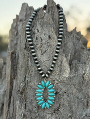 Turquoise Stone Beads Sunburst Necklace