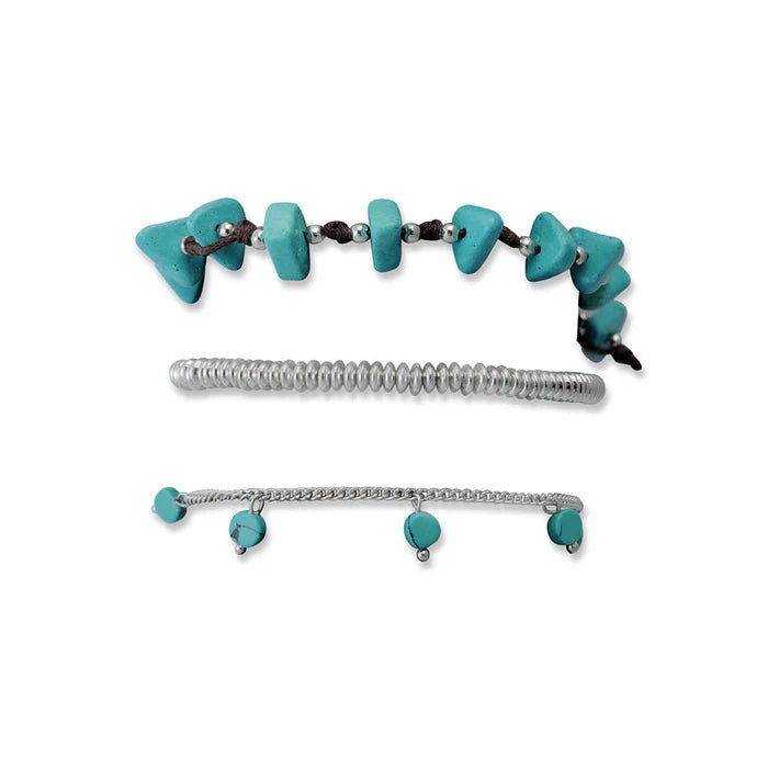 Turquoise Stone Chips Bracelet Set
