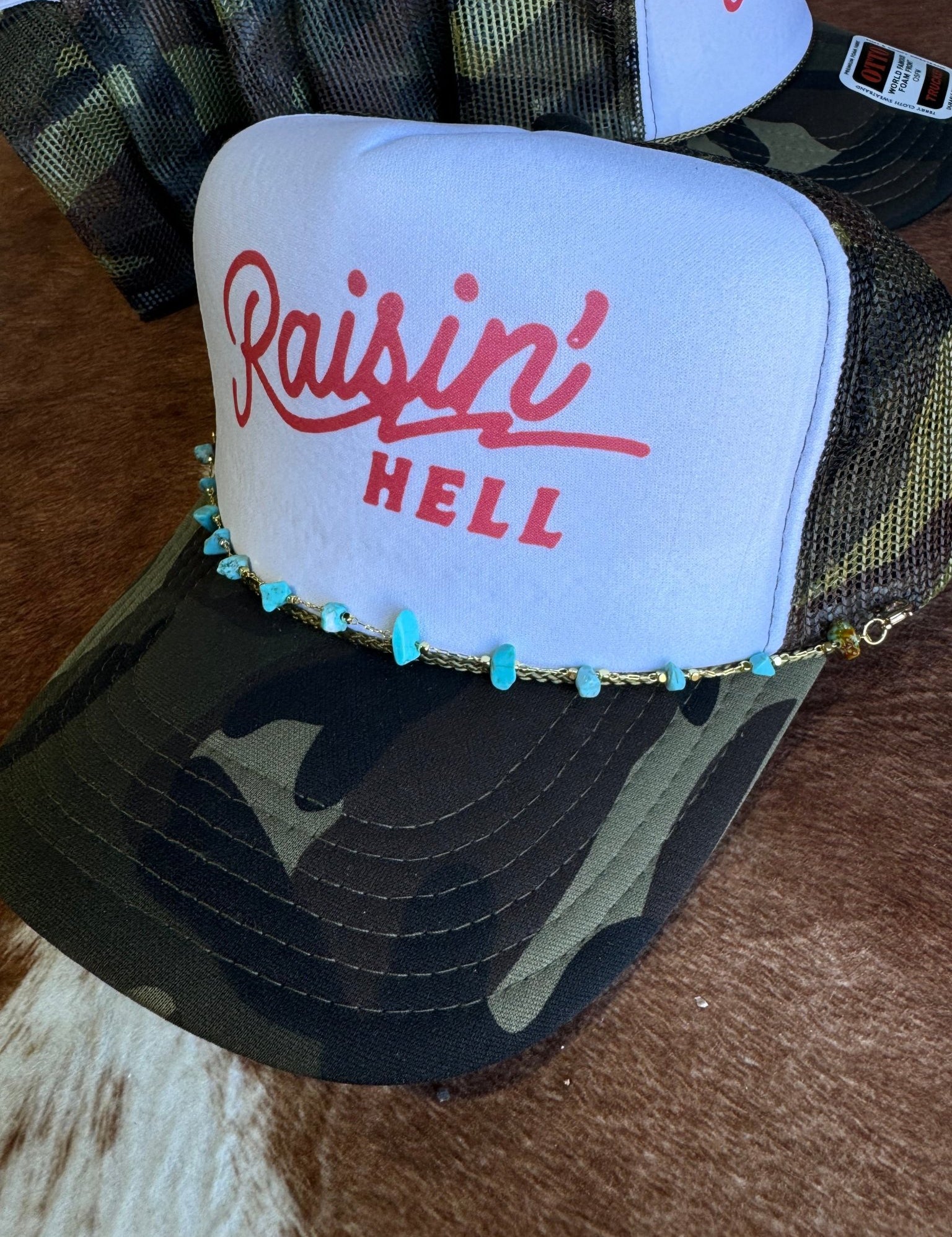 Turquoise Stone Chips Hat Chain