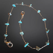 Turquoise Stone Chips Trucker Hat Chain Silver