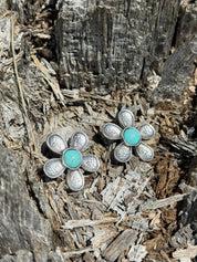 Turquoise Stone Flower Earrings