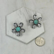 Turquoise Stone Flower Earrings