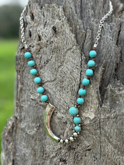 Turquoise Stone Horse Shoe Pendant Necklace