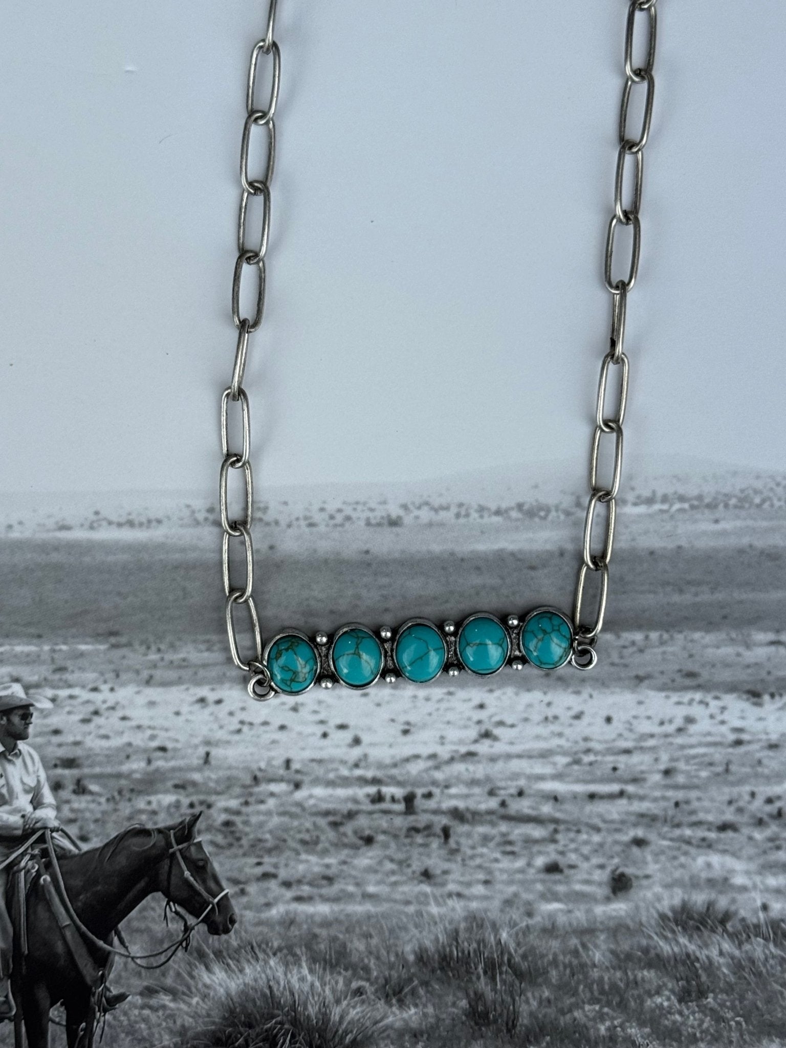 Turquoise Stones Bar Necklace