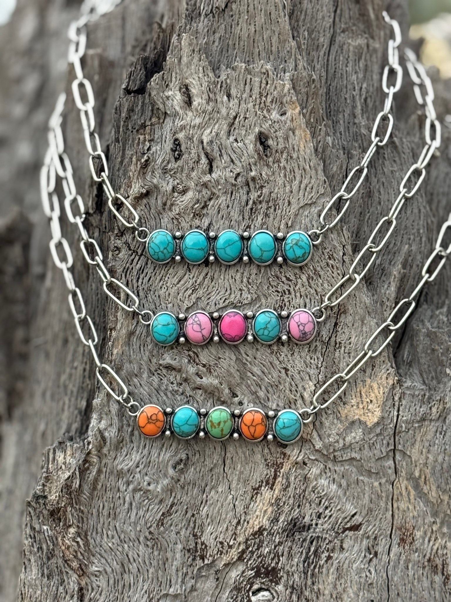Turquoise Stones Bar Necklace