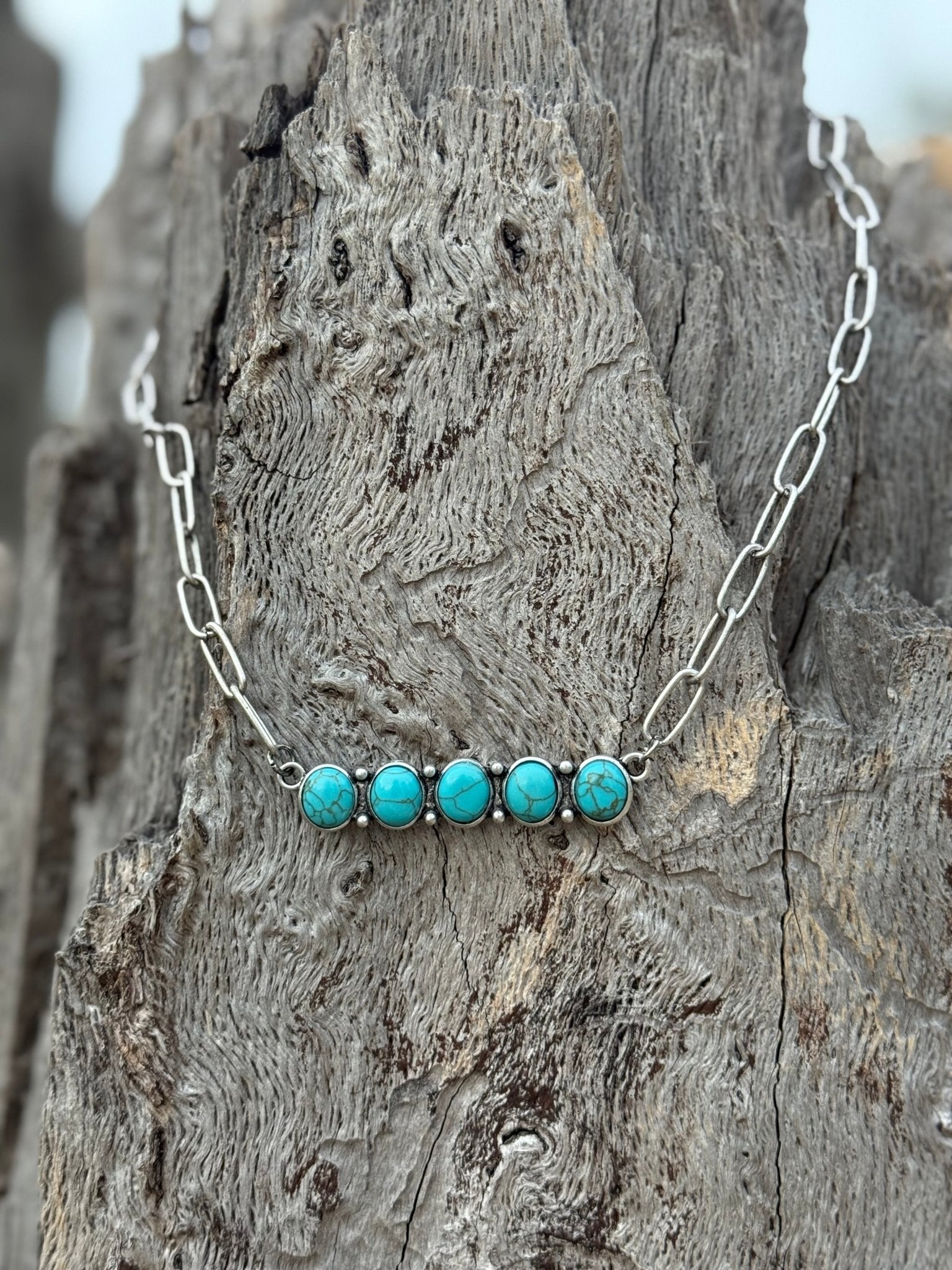 Turquoise Stones Bar Necklace