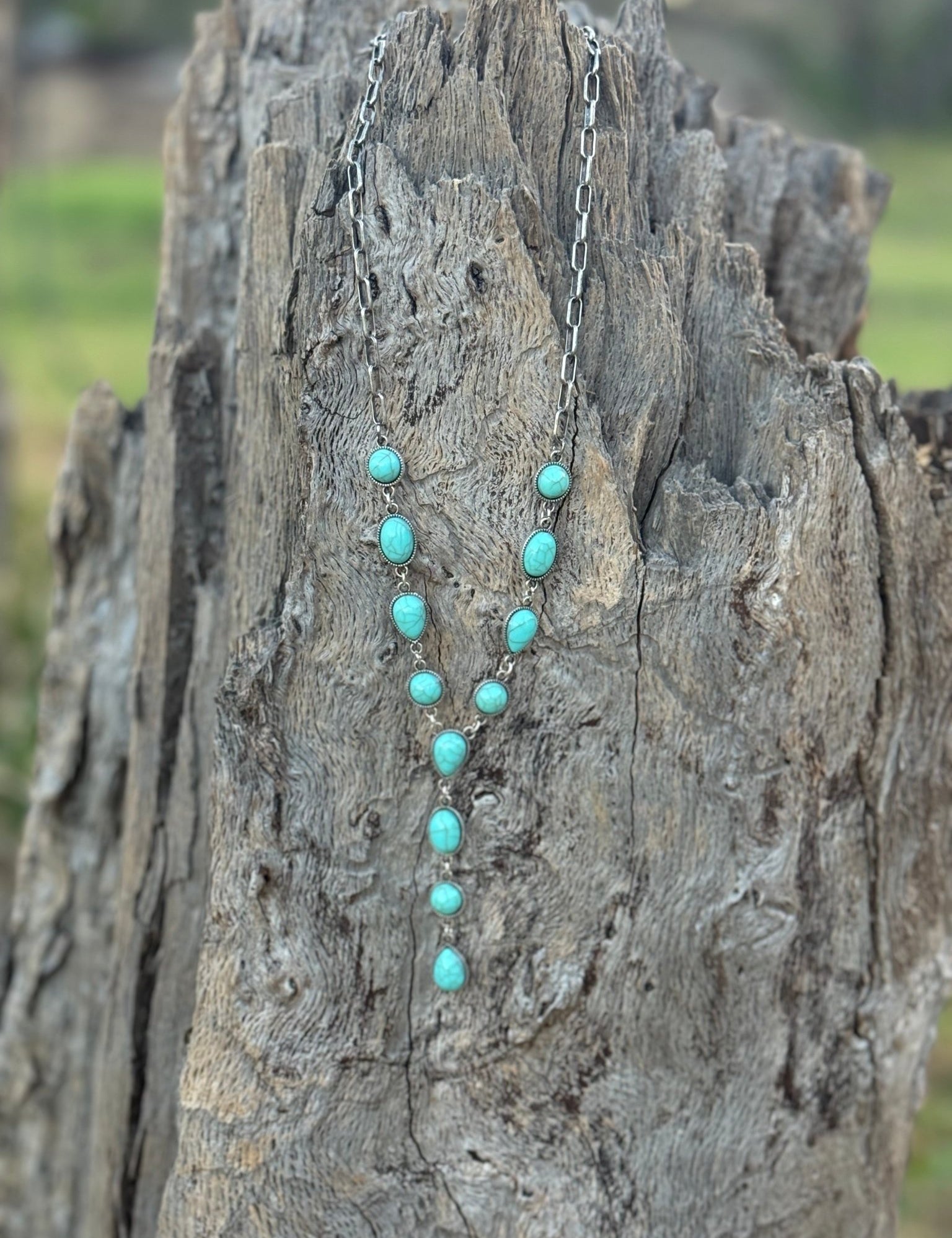Turquoise Stones Lariat Necklace