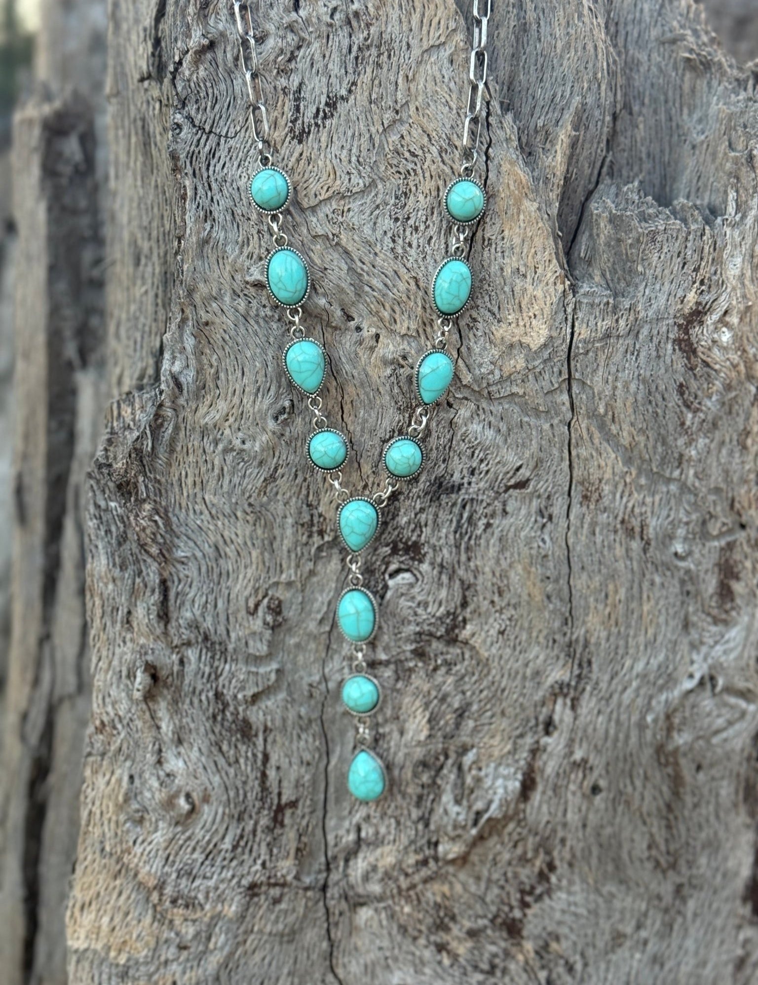 Turquoise Stones Lariat Necklace