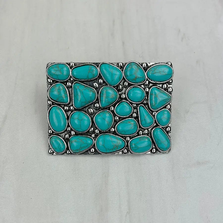 Turquoise Stones Rectangle Belt Buckle