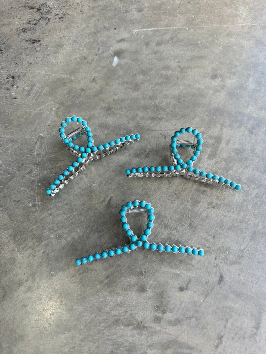 Turquoise Studded Claw Hair ClipTurquoiseOS