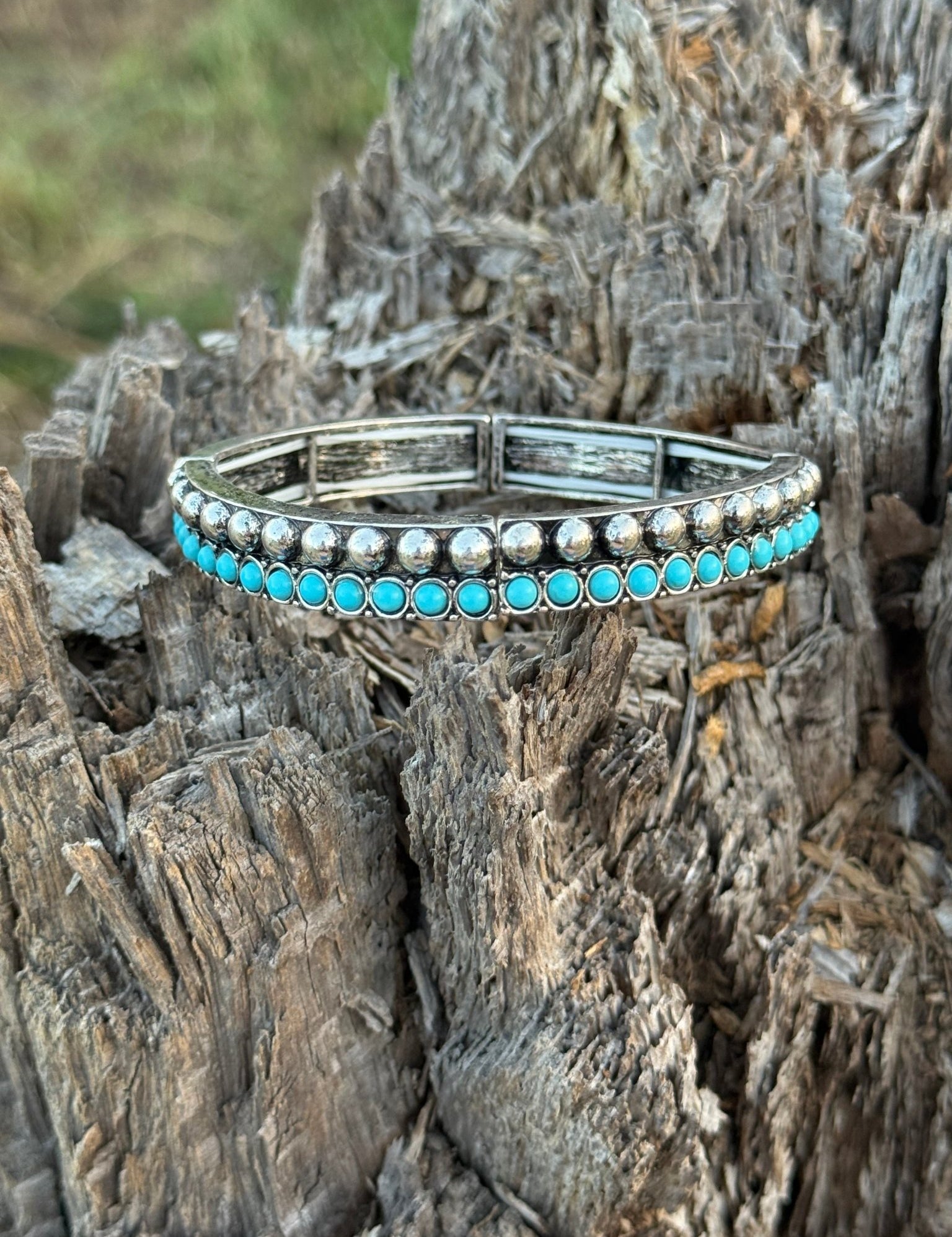 Turquoise Studded Stretch Bracelet Stack