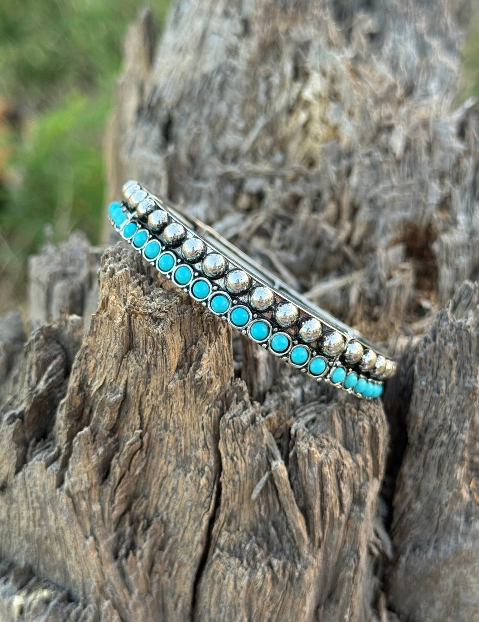 Turquoise Studded Stretch Bracelet Stack