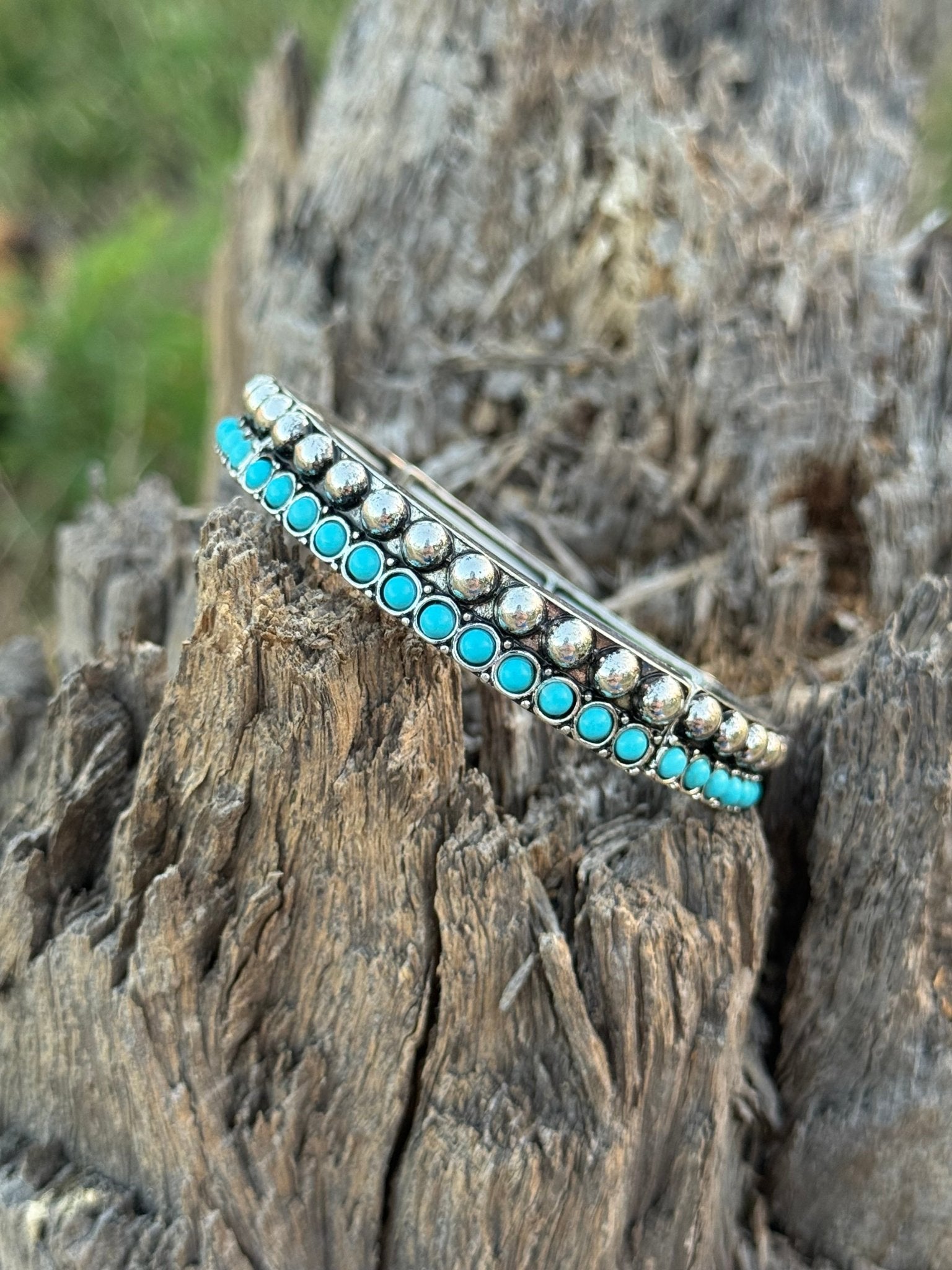 Turquoise Studded Stretch Bracelet Stack
