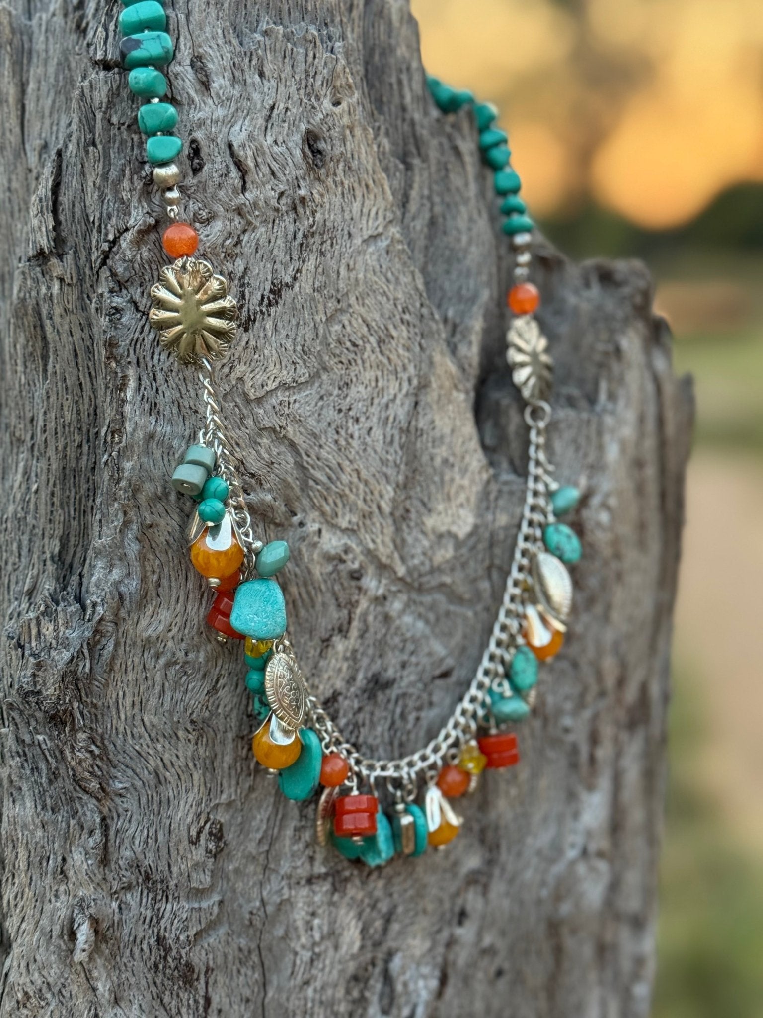 Turquoise Sunset Charm Necklace