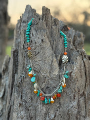 Turquoise Sunset Charm Necklace