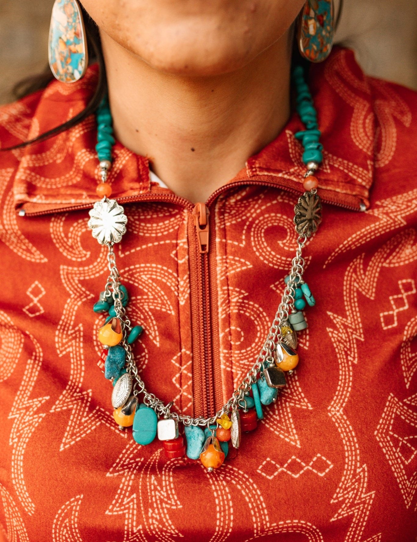 Turquoise Sunset Charm Necklace