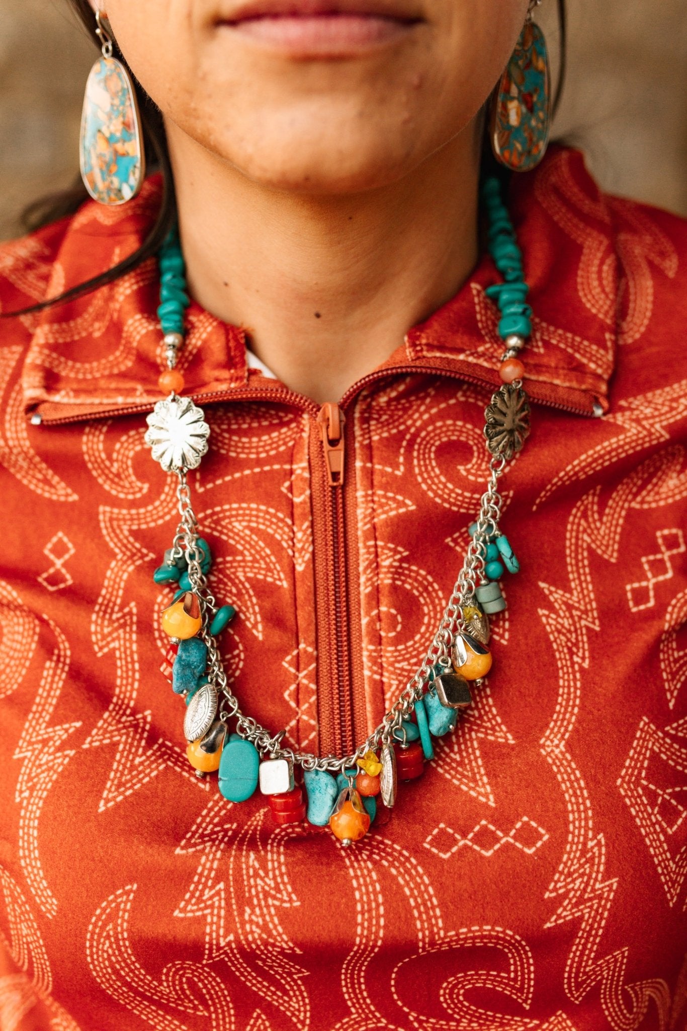 Turquoise Sunset Charm Necklace