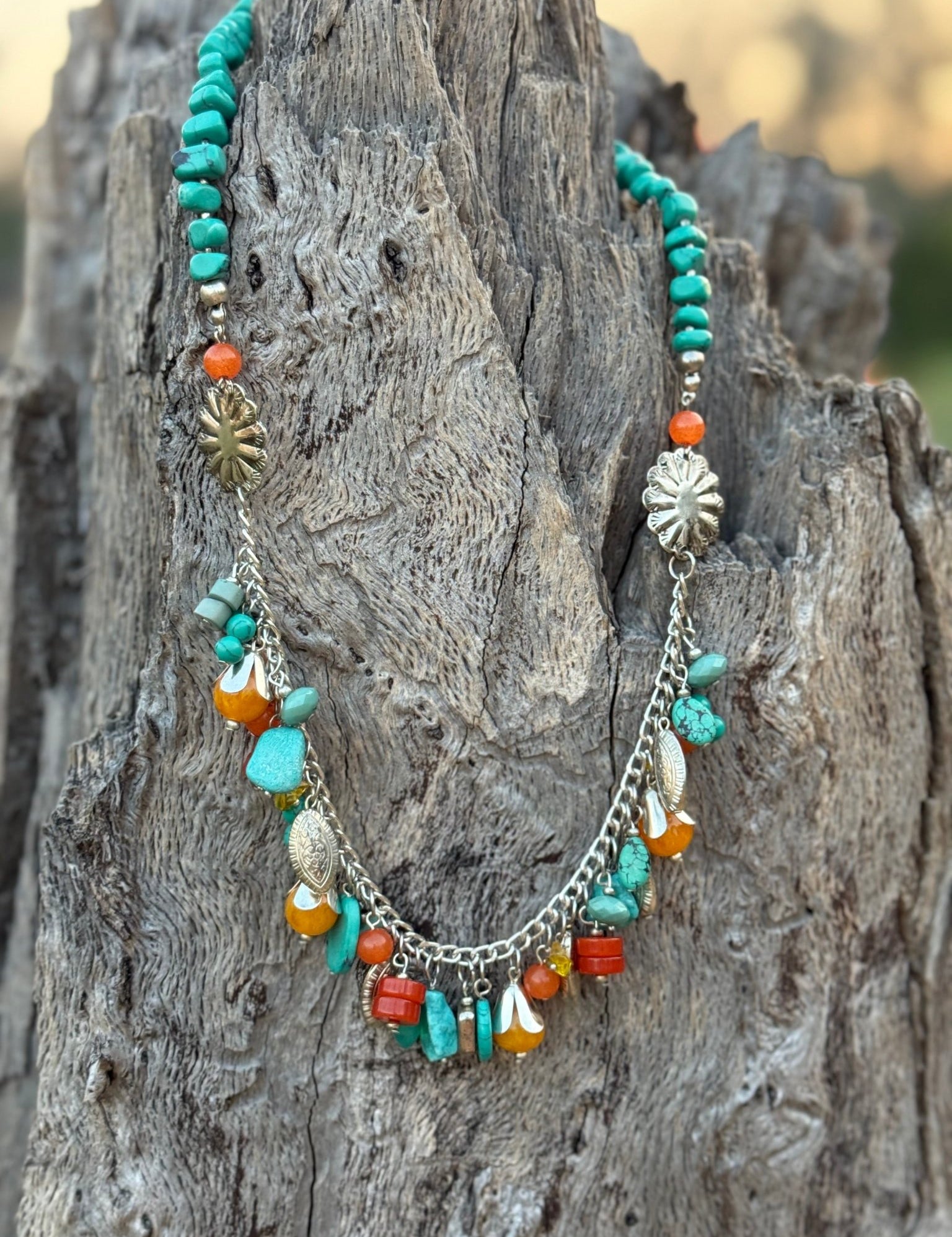 Turquoise Sunset Charm Necklace