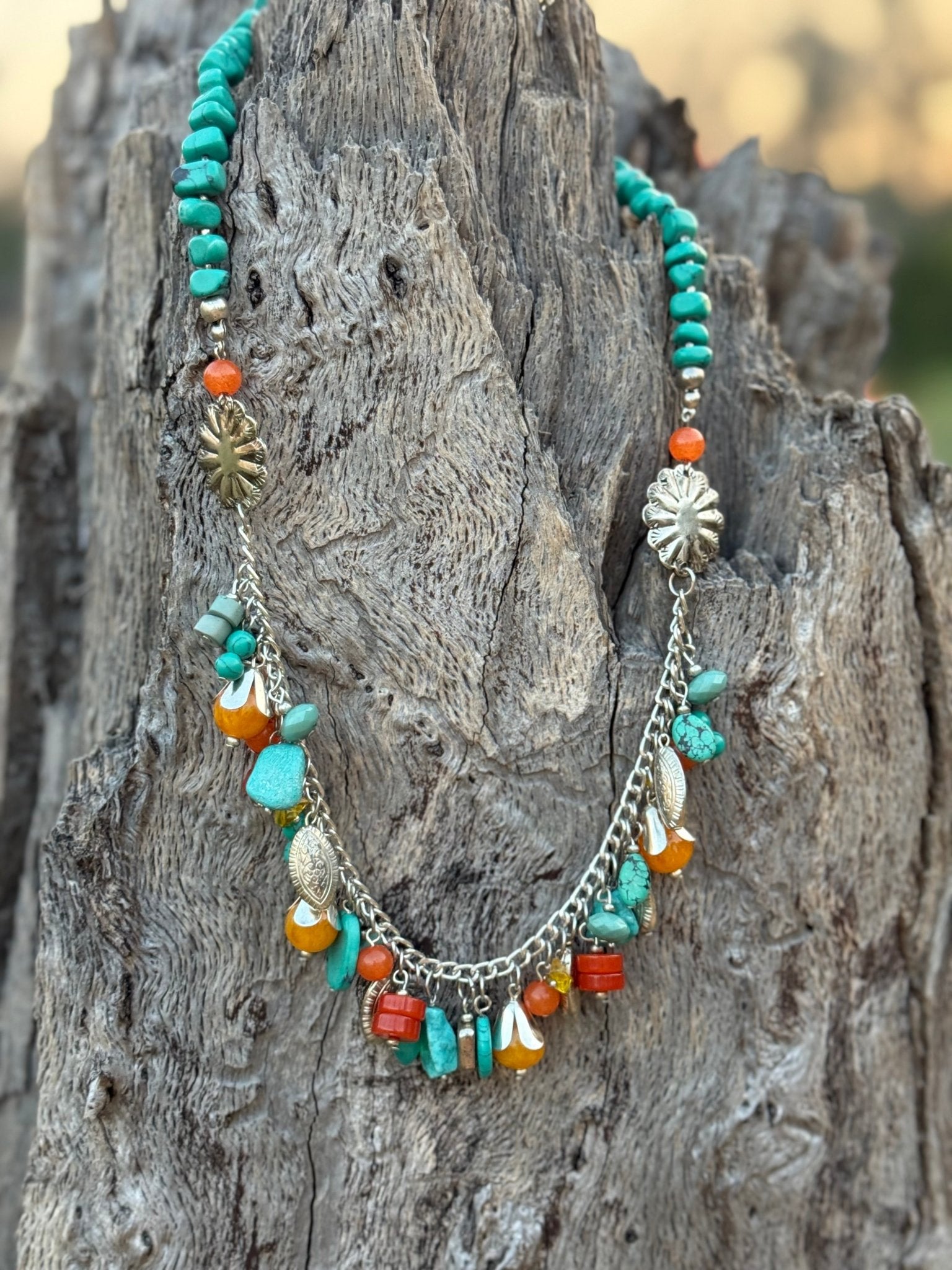 Turquoise Sunset Charm Necklace