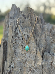 Turquoise Teardrop Gold Necklace