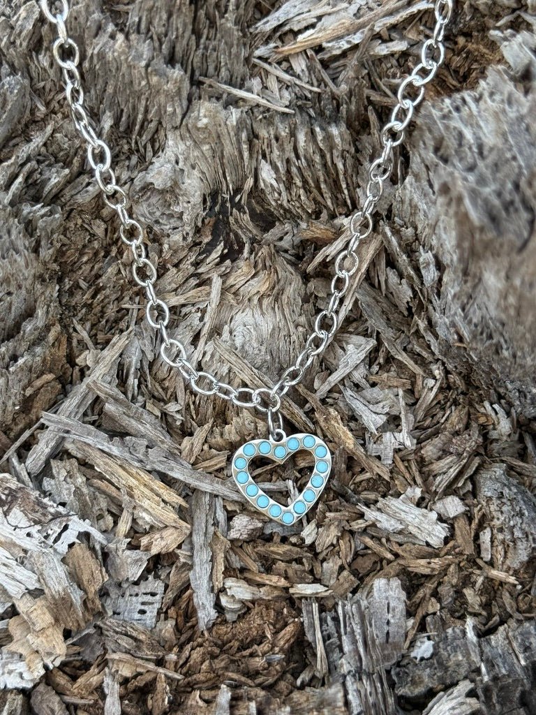 Turquoise Trail Heart Link Necklace