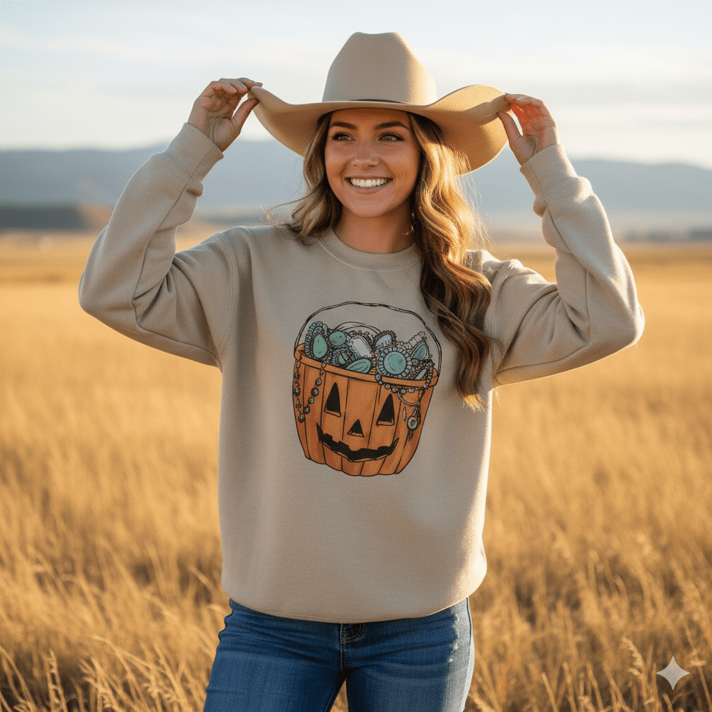Turquoise Treats Halloween Graphic Sweatshirt SandS