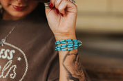 Turquoise Tube Beads & Pearl Bracelet Stack