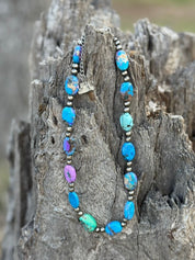 Turquoise Twilight Oval Beaded Necklace