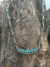 Turquoise V-Shape Bar Chain Necklace