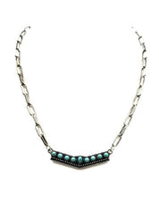 Turquoise V-Shape Bar Chain Necklace